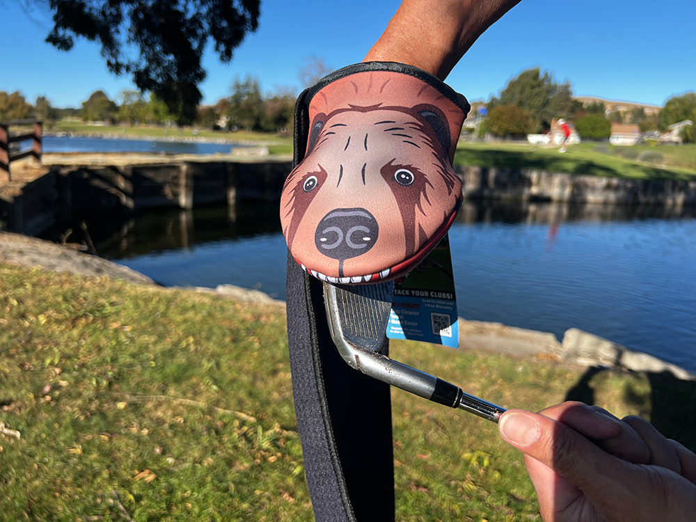 Photo of Bear Product cleaning a dirty golf club iron